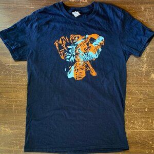 Creative Elephant Print Abstract Art T Shirt Blue Men's Size M